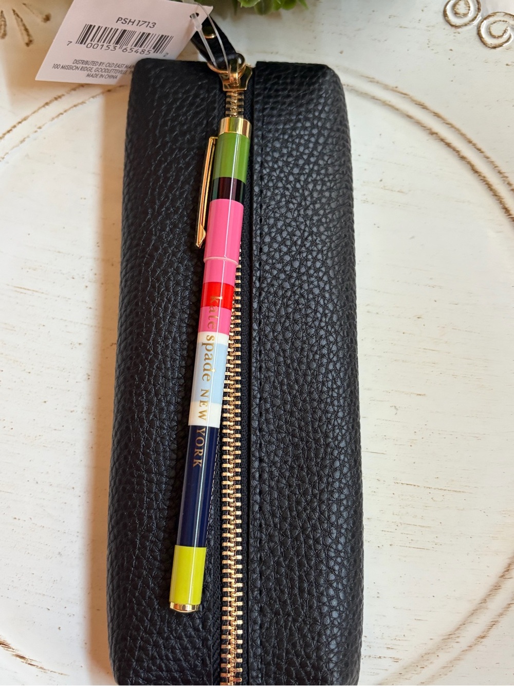 Kate spade ball point pen and  Unbranded Black Faux Leather Zip  pencil Pouch
